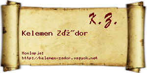 Kelemen Zádor névjegykártya